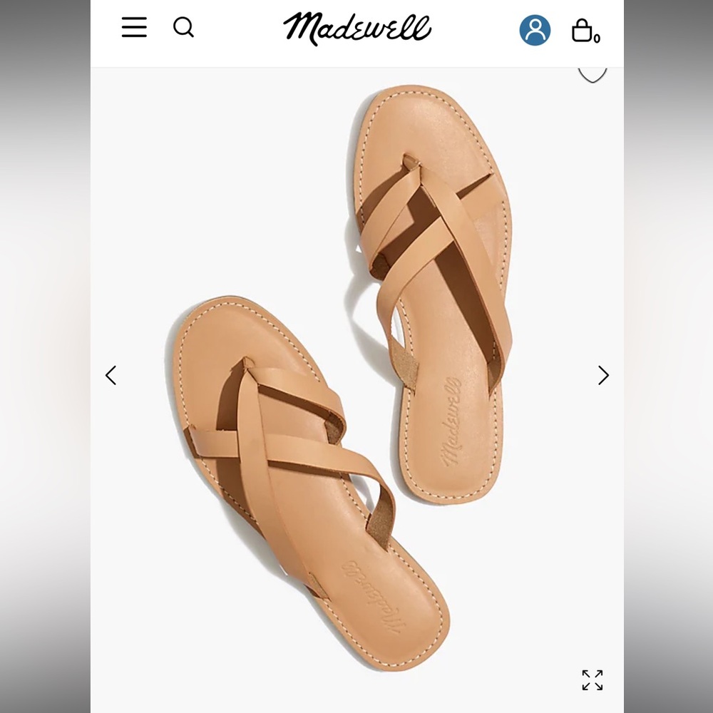 Madewell Tan Leather Strappy Slide Sandals